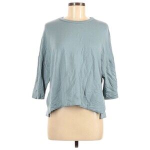 H by Bordeaux 3/4 Sleeve Pullover Top Size M Light Teal Side Slits Crew Neck